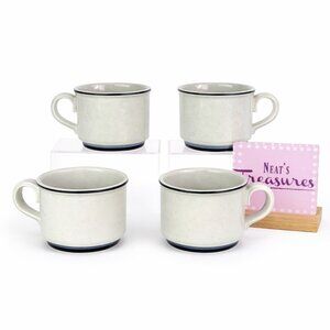 Noritake Versatone 11 SEABREEZE Light Dark Blue Stackable 8oz Flat Cup Mug Set 4